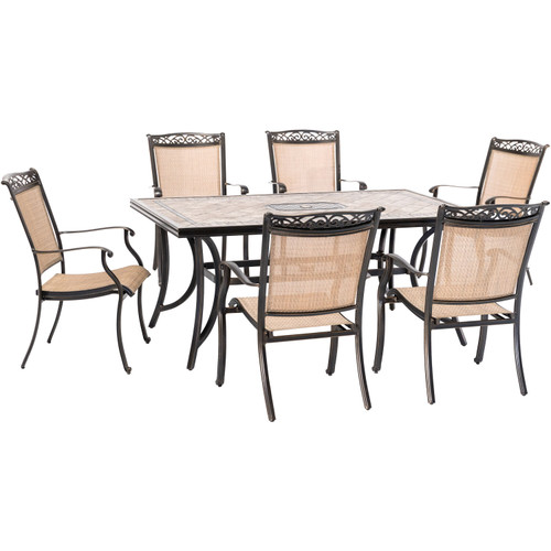 Fontana 7-Piece Dining Set with Six Stationary Dining Chairs and a Large Tile-Top Table