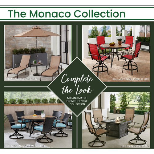 Monaco 5-Piece Patio Dining Set in Red with 4 Cushioned Dining Chairs and a 51-In. Tile-Top Table