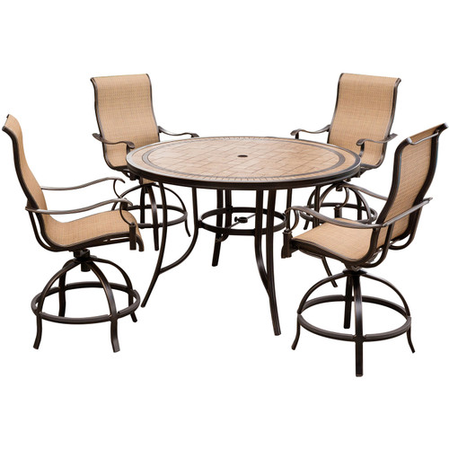 Monaco 5-Piece High-Dining Set with 56 In. Tile-top Table