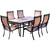 Monaco 7-Piece Patio Dining Set with 6 PVC Sling Dining Chairs and Porcelain Tile Rectangular Dining Table
