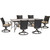 Traditions 7-Piece Dining Set with 6 Wicker Back Swivel Rockers and Extra Large 42 in. x 84 in. Glass-Top Table