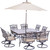 Traditions 9-Piece Square Dining Set with Eight Swivel Dining Chairs, Square Glass-Top Dining Table, Umbrella and Base