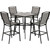 Foxhill 5-Piece Commercial-Grade Counter-Height Dining Set with 4 Sling Chairs and 42-in. Slat Table