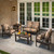 Hanover Cedar Ranch 5pc Set: 2 Camo Chairs, Loveseat, Coffee Table and Sling Fire Pit