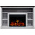 Oxford 47 In. Electric Fireplace Heater with 1500W Deep Log Insert, Multi-Color Flames, and A/V Storage Mantel