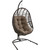 Hanover Isla Brown Wicker Hanging Egg Chair with Cushion