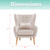 Faux Velvet Wingback Accent Chair with Lumbar Pillow and Wooden Legs, Cream White