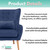 Faux Velvet Wingback Accent Chair with Lumbar Pillow and Wooden Legs, Navy