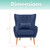 Faux Velvet Wingback Accent Chair with Lumbar Pillow and Wooden Legs, Navy