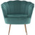 30-In. Circular Lotus Accent Chair - Faux Velvet with Gold Legs, Dark Green