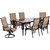 Hanover Brigantine 7-Piece Dining Set with a 40" x 70" Glass-Top Dining Table, 2 Sling Swivel Rockers, and 4 Sling Dining Chairs