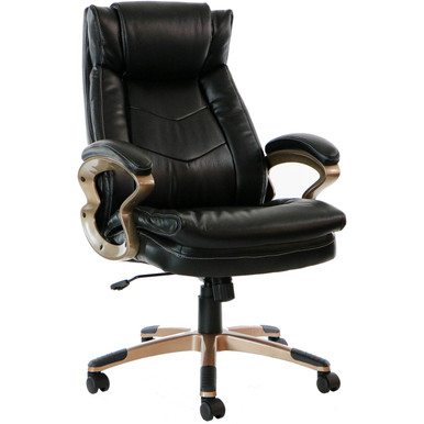 Luxuriously Padded High Back Black Leather Executive Office Chair