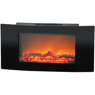 Fireside 35 In. Wall-Mount Electric Fireplace Heater w/ Curved Panel,  Driftwood Log Display, and Remote Control - Hanover Home