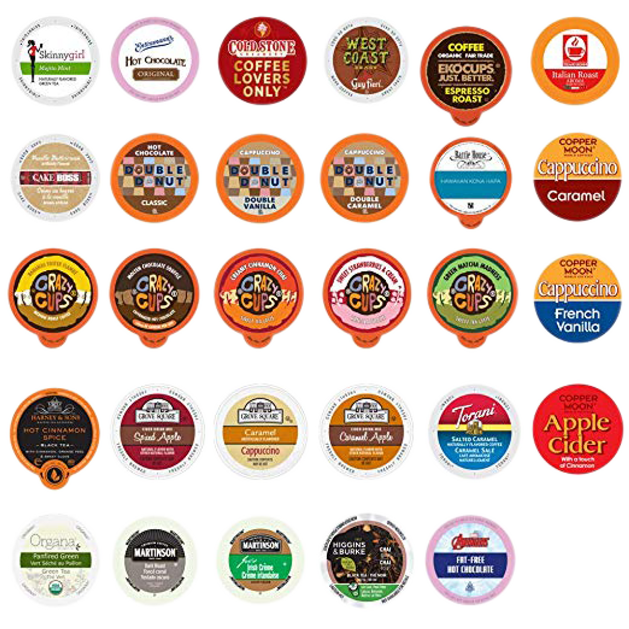 Perfect Samplers Tea Pods, Cider, Hot Chocolate, Cappuccino & Coffee Pods Variety Pack, Single Serve Coffee & K Pod Variety Pack for Keurig