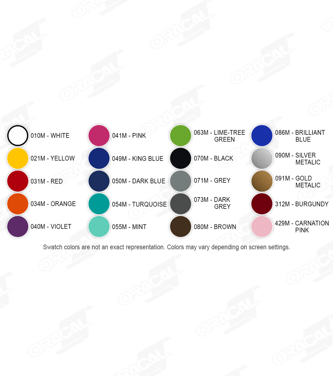 Oracal 641 Color Chart