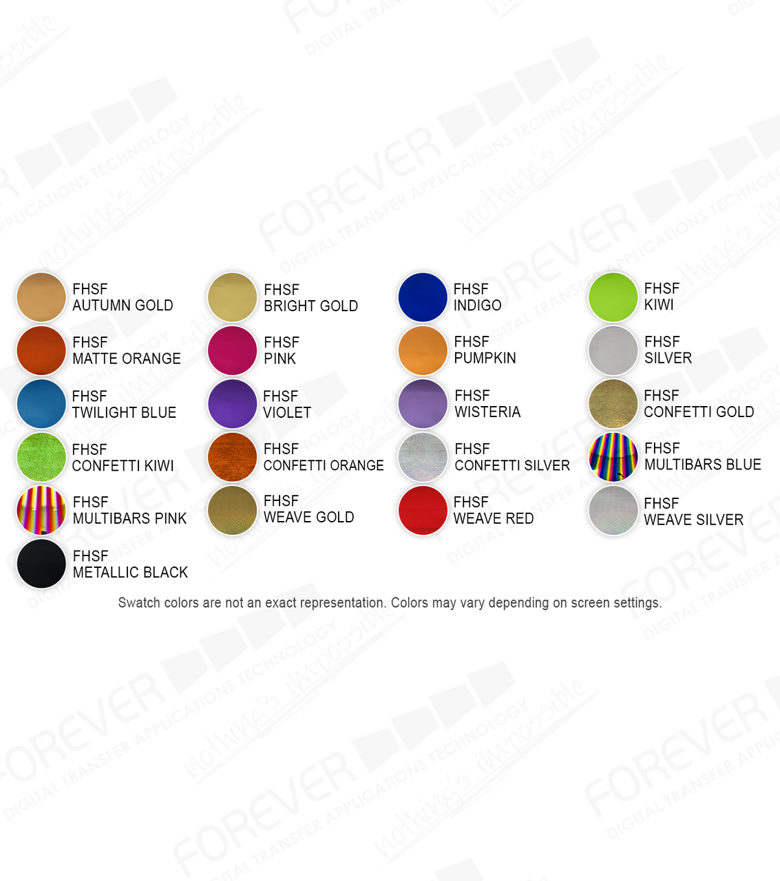 Foil Stamp Color Chart