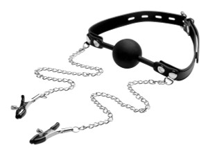 Silicone Ball Gag W/nipple Clamps Silicone Ball Gag W/nipple Clamps