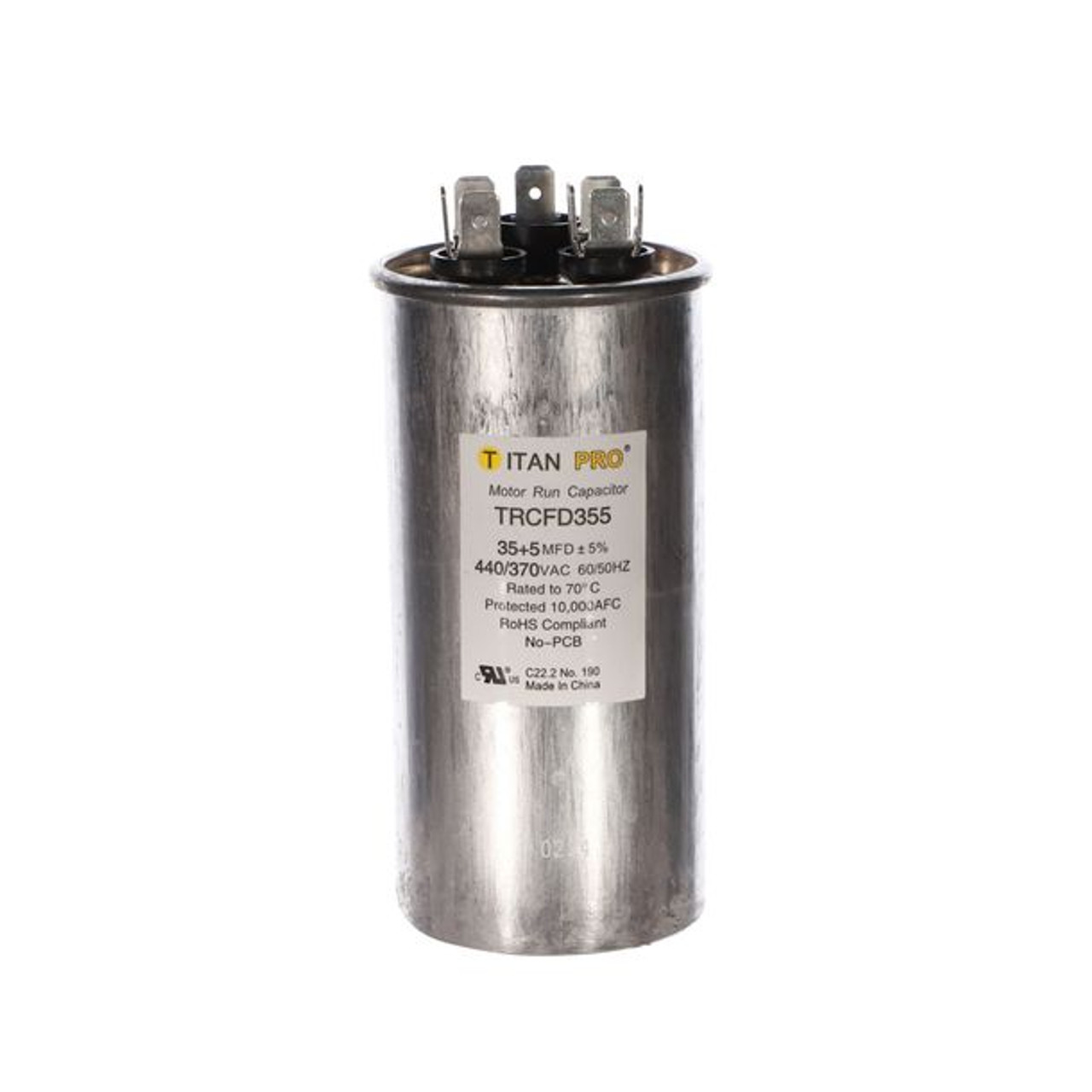 Titan Pro TRCFD355 Capacitor 35+5 MFD 440/370V Round