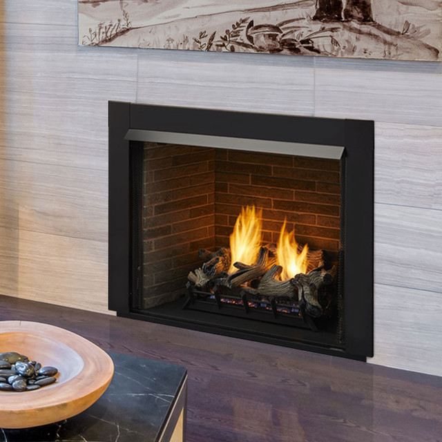 Monessen LCUF36CR-BT 36" Vent-Free Lo-Rider Clean Face Firebox with Brown Multi-tonal Traditional Stacked Interior Panels