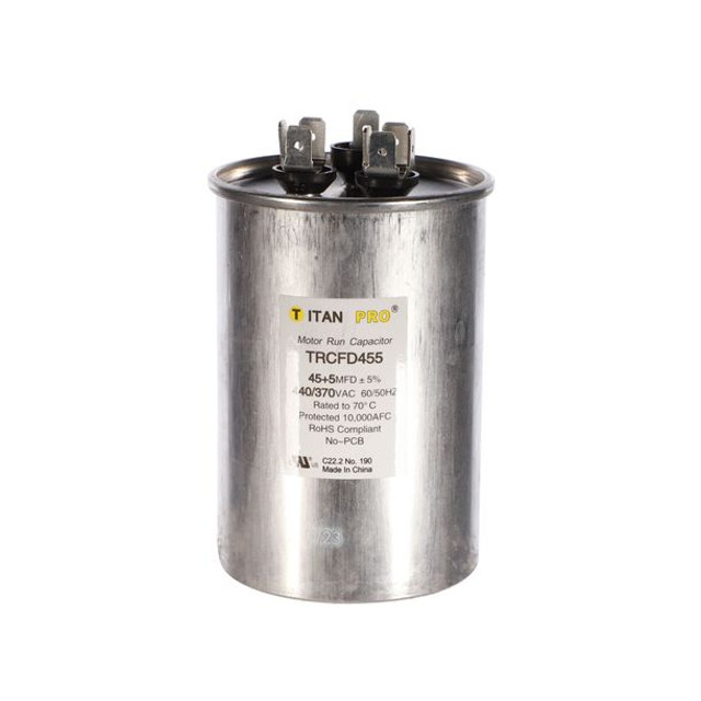 Titan Pro TRCFD455 Dual Run Capacitor - Round - 45+5 mFd - 440/370V