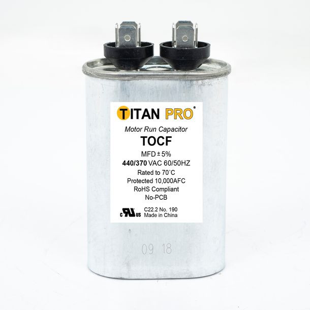 Titan Pro TOCF12.5 Run Capacitor - Oval - 12.5 mFd - 440/370V