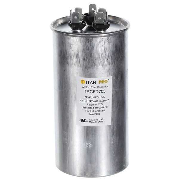Titan Pro TRCFD705 Dual Run Capacitor - Round - 70+5 mFd - 440/370V