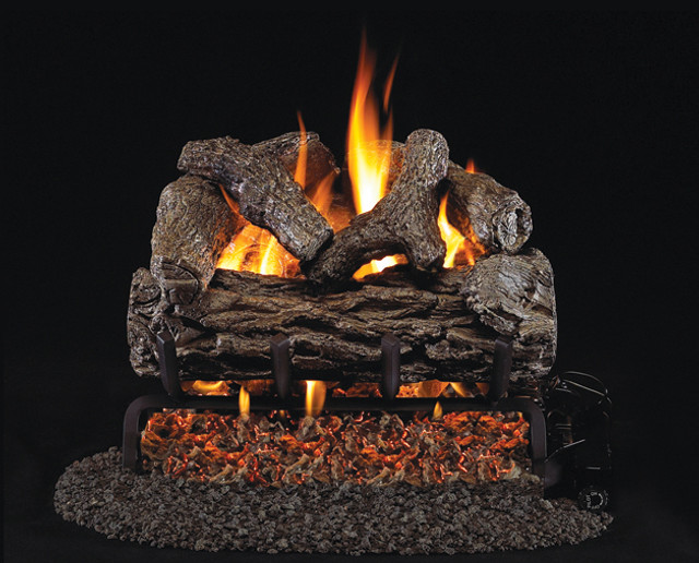 RH Peterson Real-Fyre Golden Oak Log Set - Choice of Vented Burner and Valve Kit