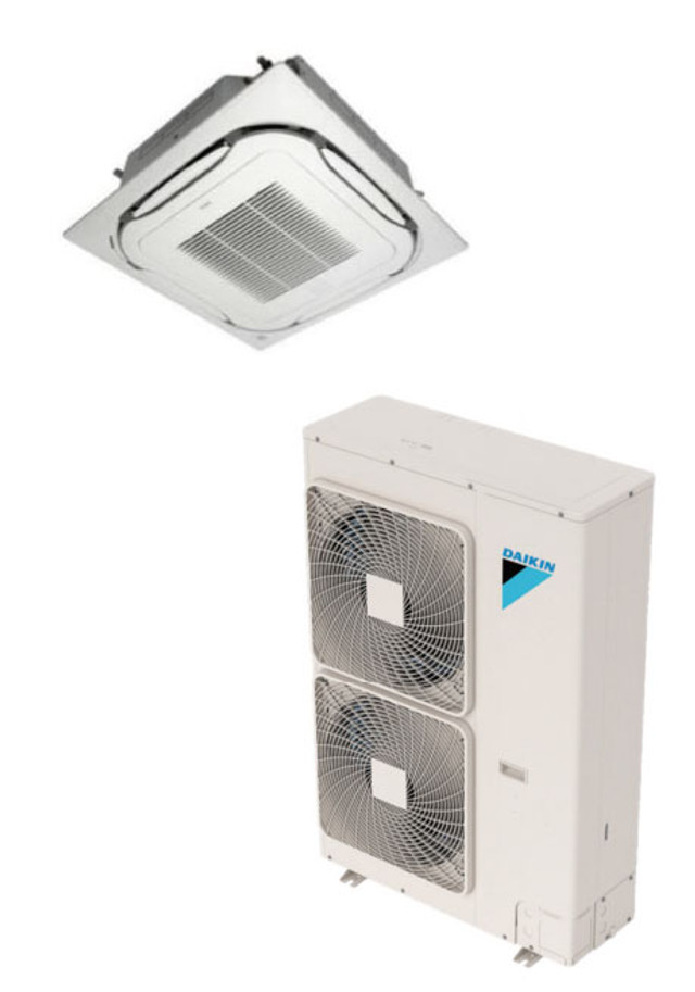 Daikin FCQ30TAVJU / RZQ30TAVJU 30000 BTU Class SkyAir Commercial Roundflow Ceiling Cassette Heat Pump 17.2 SEER Single Zone System