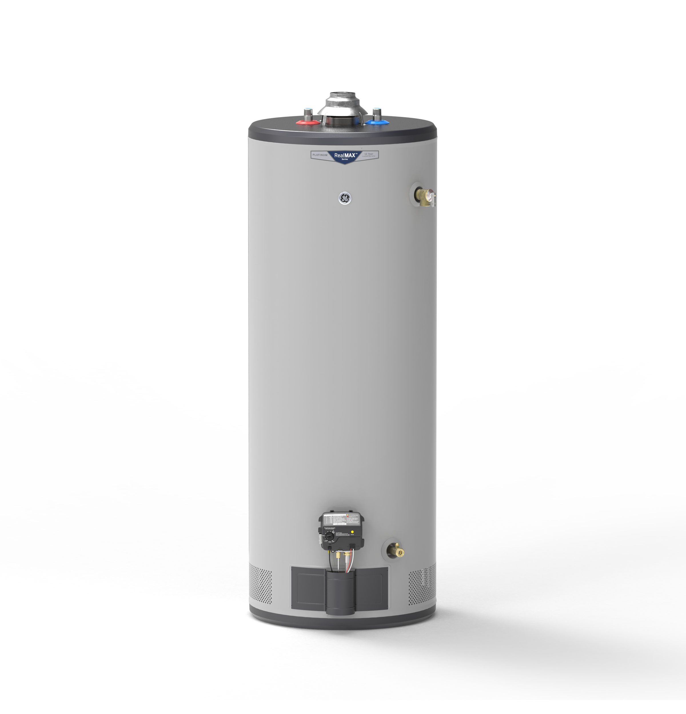 GE GG40T12BXR 40 Gallon, RealMAX Platinum Tall Atmospheric Vent Water Heater - Natural Gas - 12 Year Warranty