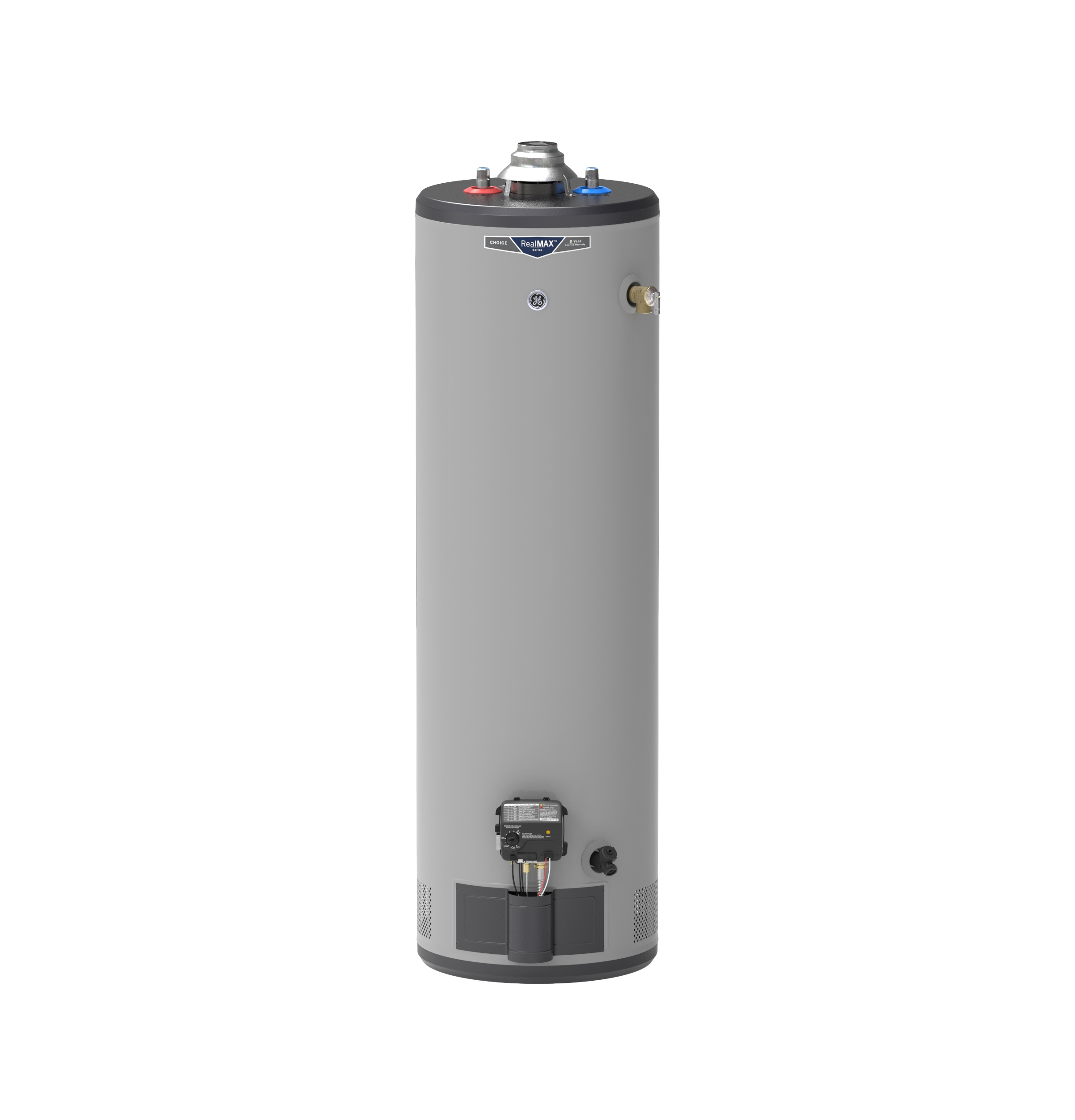 GE GG30T08BXR 30 Gallon, RealMAX Choice Tall Atmospheric Vent Water Heater - Natural Gas - 8 Year Warranty