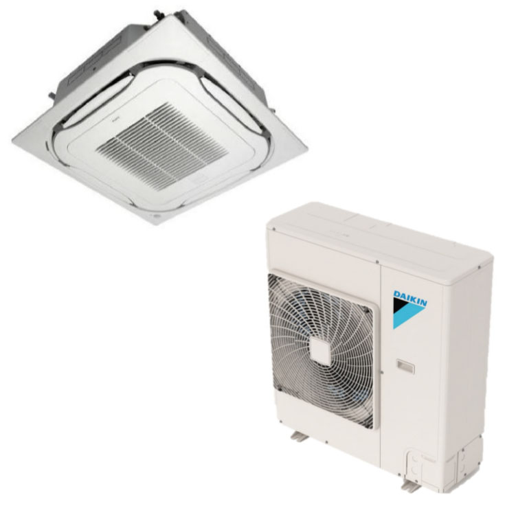 Daikin Fcq24tavju Rzq24tavju 24000 Btu Class Skyair Commercial Roundflow Ceiling Cassette Heat Pump 18 5 Seer Single Zone System