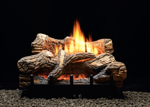 White Mountain Hearth Flint Hill Vented/Vent Free Gas Log Set, Choice of Burner Valve