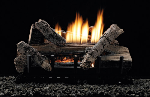 White Mountain Hearth Whiskey River Vented/Vent Free Gas Log Set, Choice of Burner Valve