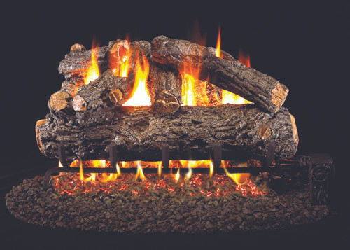 RH Peterson Real-Fyre Rustic Oak Designer Log Set - Choice of Vented Burner and Valve Kit
