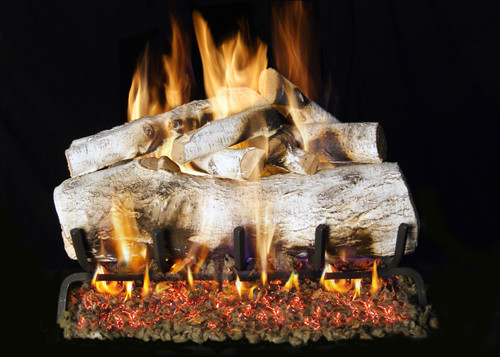 RH Peterson Real-Fyre Mountain Birch Designer Log Set - Choice of Vented Burner and Valve Kit