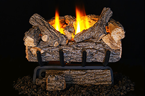 RH Peterson Real-Fyre Bedroom Approved, 9500 BTU Valley Oak Log Set and Vent Free Burner - Choice of Size and Burner Valve