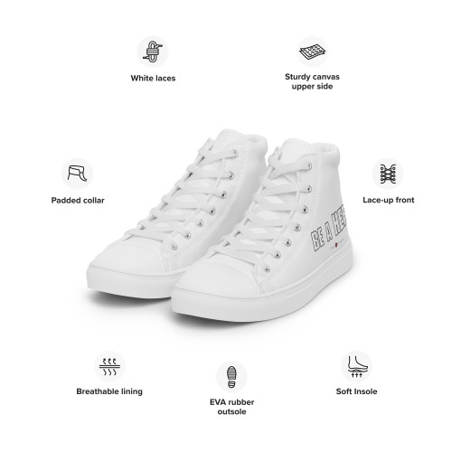 BE A HERO - White / White - Men’s Canvas High Top Shoes ***** FREE SHIPPING!!!