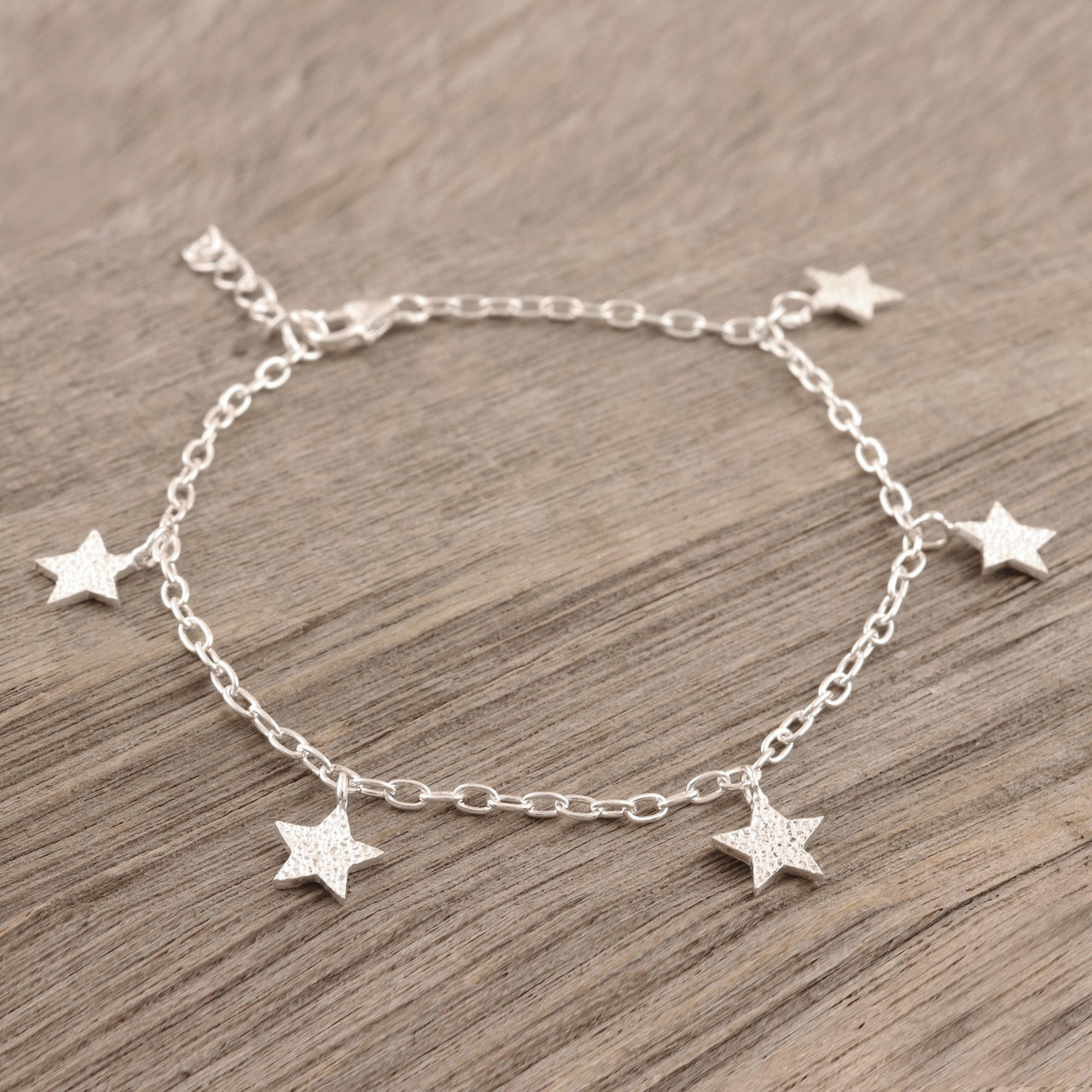 Hand Crafted Sterling Silver Charm Bracelet from India 