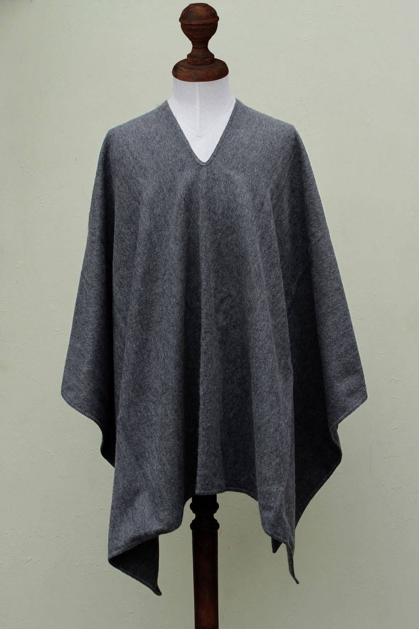 新品♡タグ付きNa.e Wool Poncho ウール ポンチョ gray V-neck Poncho for Men Artisan Crafted in Peru 'Inca Explorer in