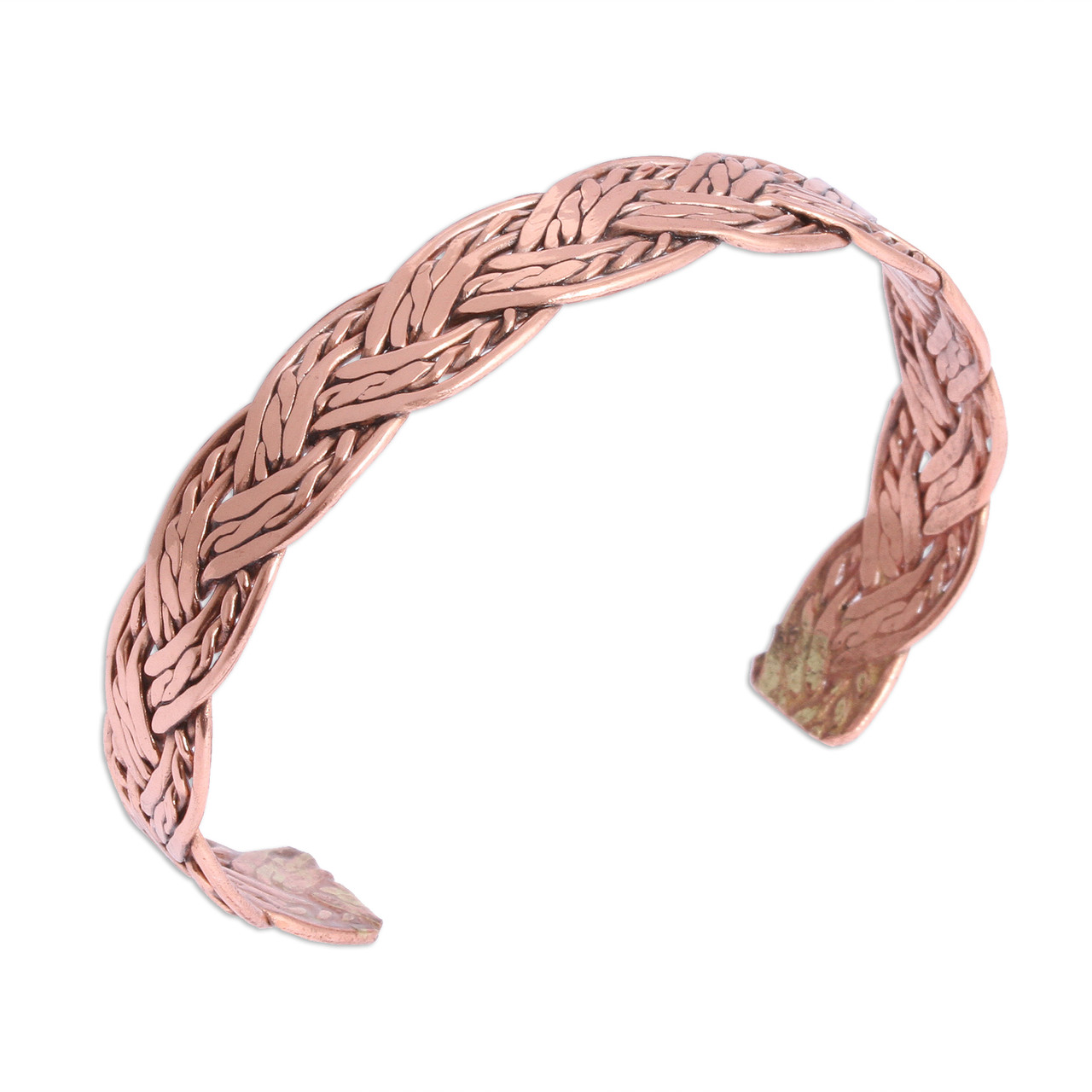 Vintage Copper Cuff Bracelet - Twisted Braided Ropey