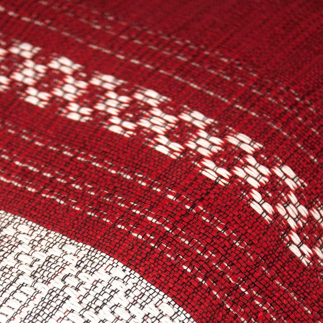 Zapotec Red Cotton Striped Bedspread from Mexico King 'Ruby History