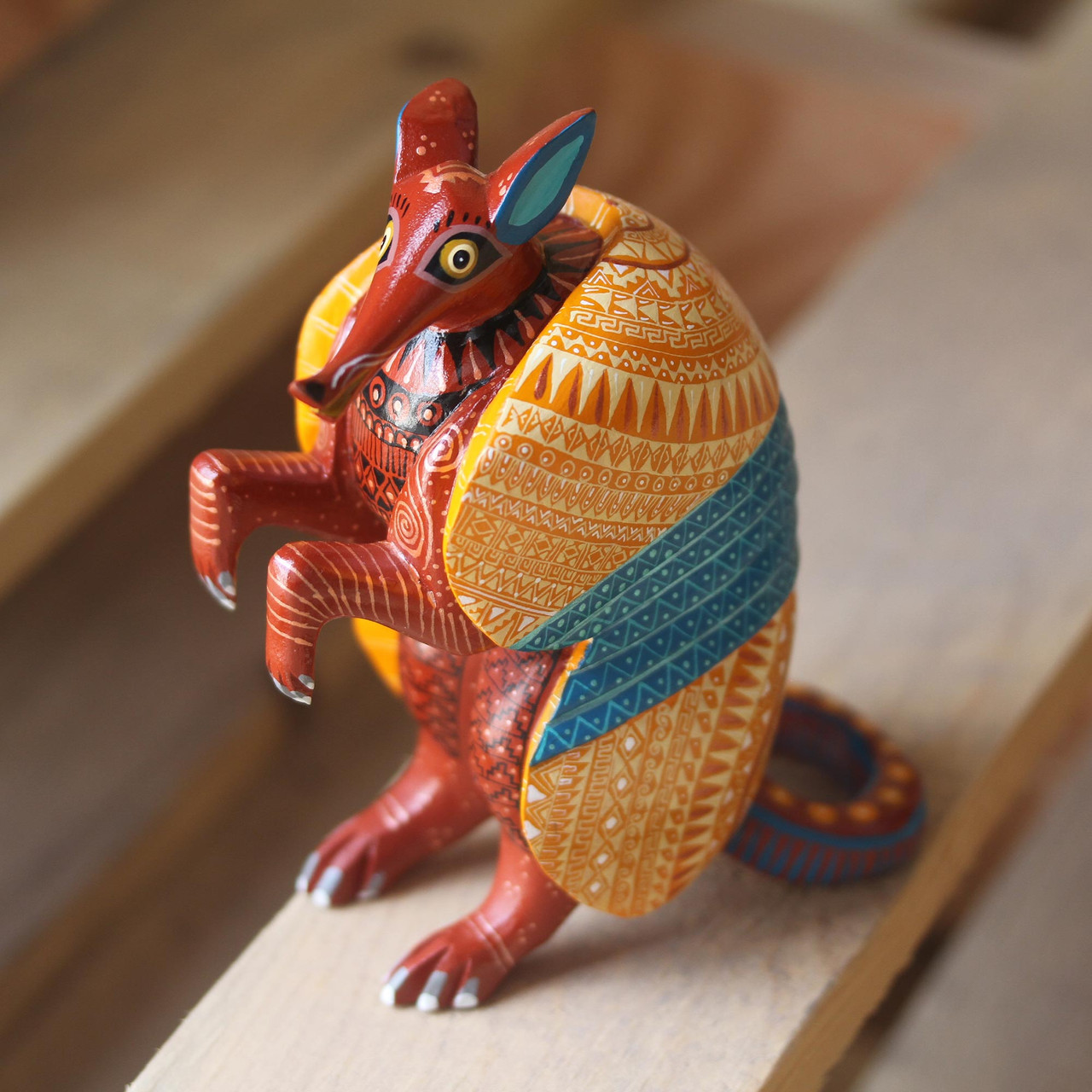 Handcrafted Wood Alebrije Armadillo Sculpture From Mexico Seated Armadillo Smithsonian Folklife Festival Marketplace Who doesn't love a cute armadillo? seated armadillo