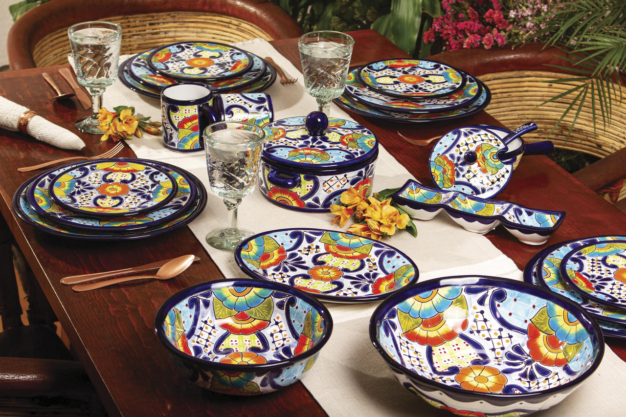 Flower Shape Dish Set (3 Pieces) Mayolica Talavera Ceramic Mexico