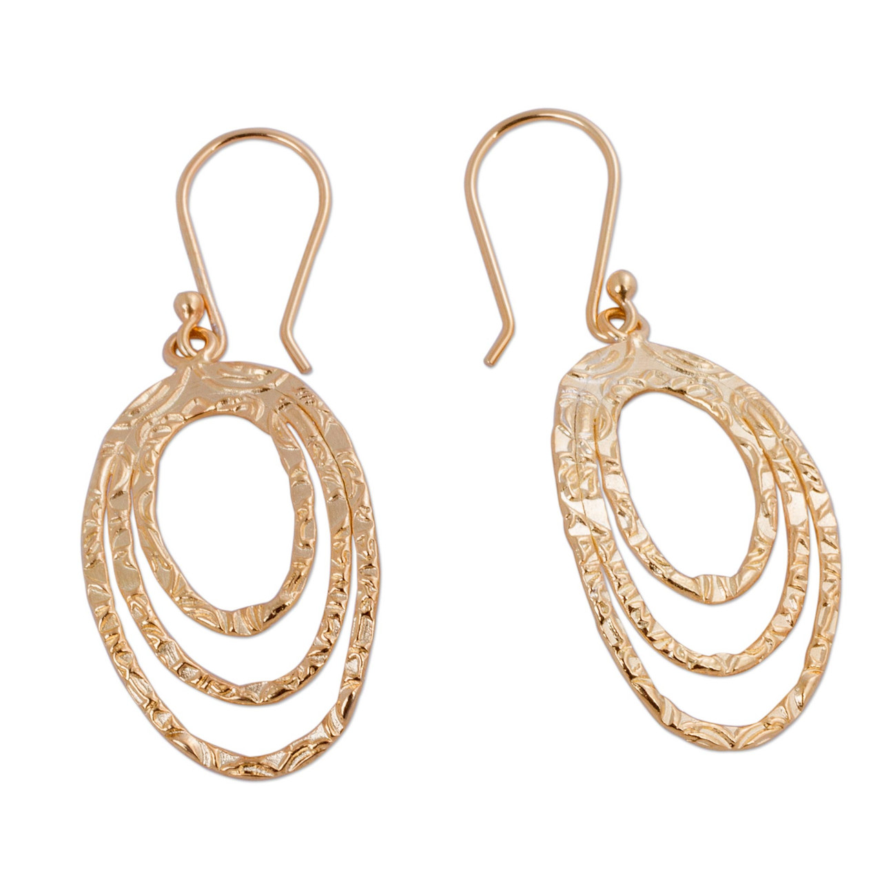 Modern Gold Plated Earrings Peru Artisan Crafted Jewelry 'Centrifuge ...