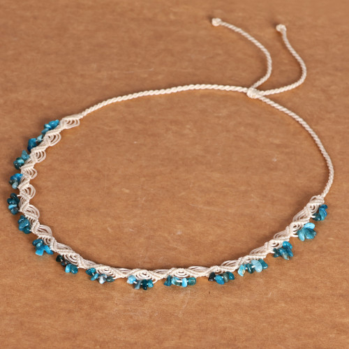 Handcrafted Adjustable Apatite Beaded Necklace from Armenia 'Creative Aura'