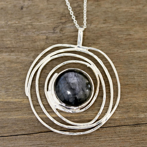 Modern Labradorite Pendant Necklace from India 'Galactic Beauty'