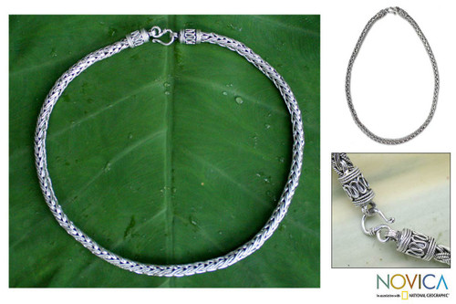 Women's sterling silver chain necklace 'Down to the Wire'