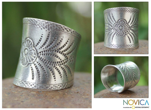 950 silver band ring 'Blossoming Magic'