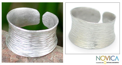 Handcrafted Sterling Silver Band Ring 'Riptide'