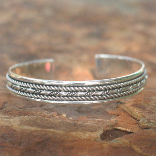 Sterling Silver Cuff Bracelet 'Bamboo Illusions'